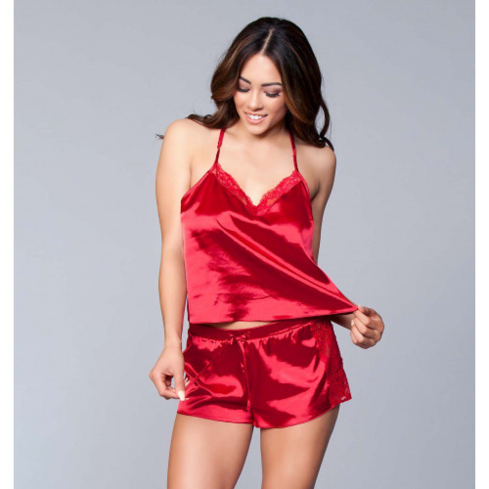 Plus Size Jasmine Satin Cami and Short Red