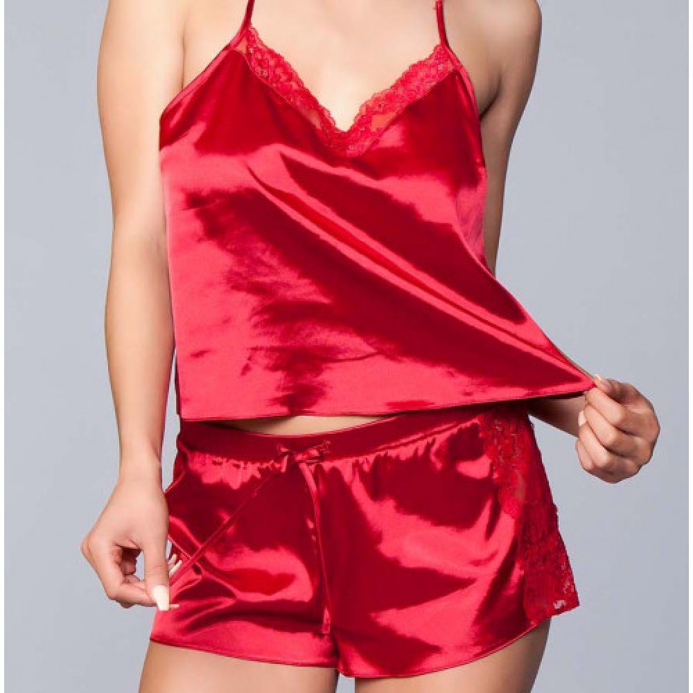 Plus Size Jasmine Satin Cami and Short Red
