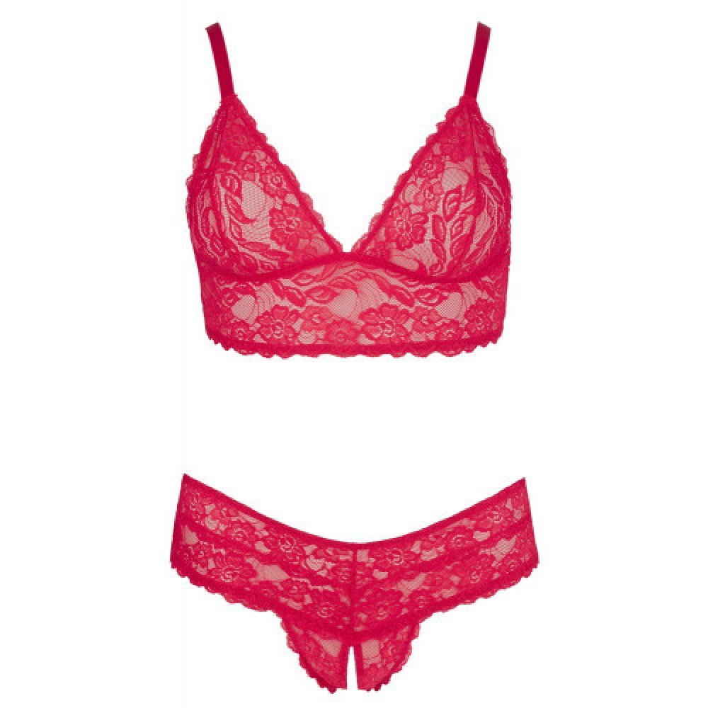 Cottelli Plus Size Red Lace Bra with Briefs