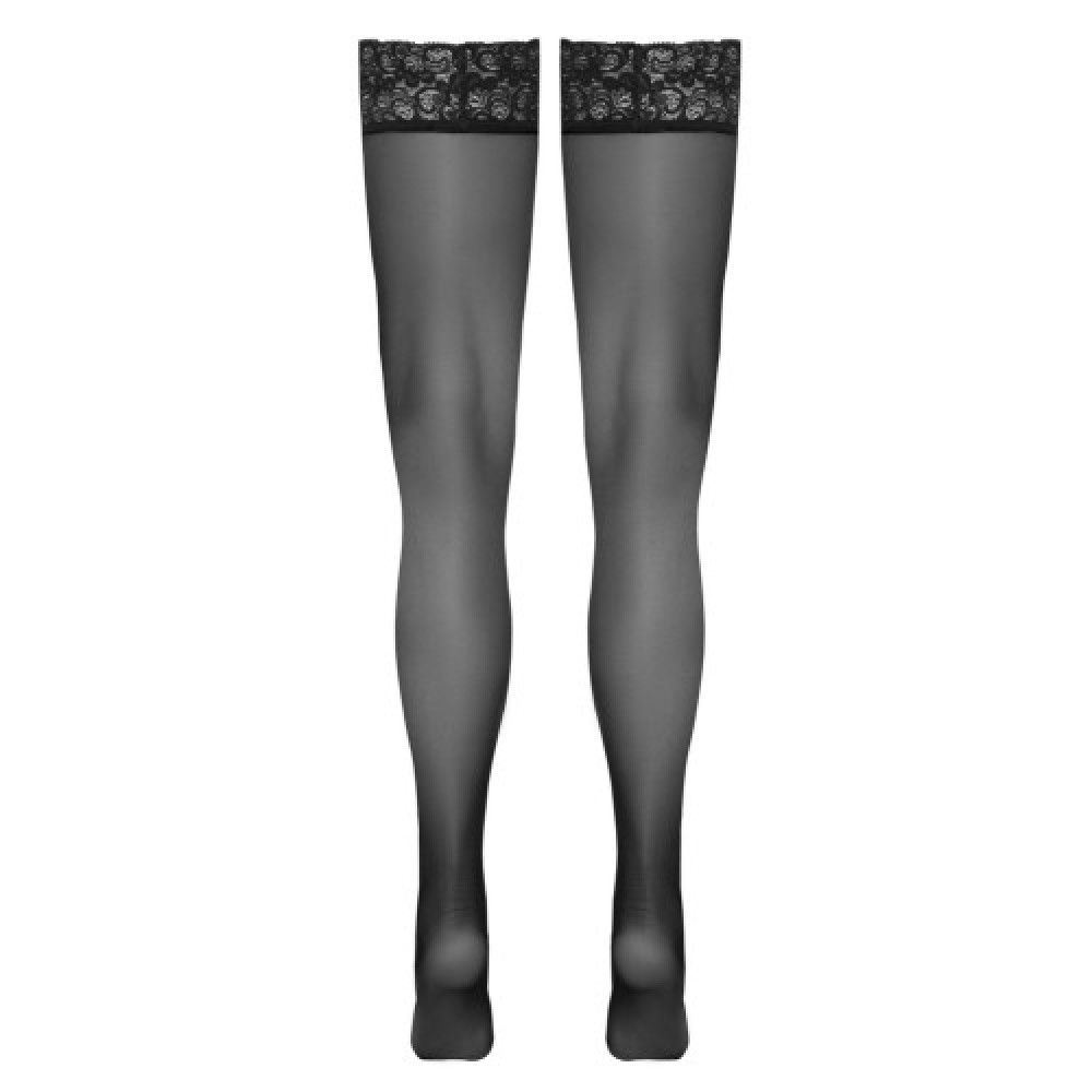 Cottelli Classy Elegant Hold-up stockings with 6 cm wide lace trim