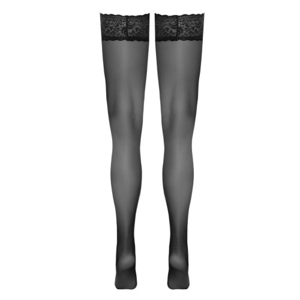 Cottelli Classy Elegant Hold-up stockings with 8 cm wide lace trim
