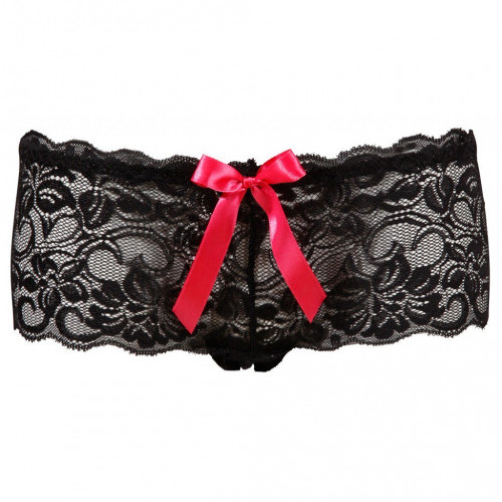 Crotchless Lace Bow Panties
