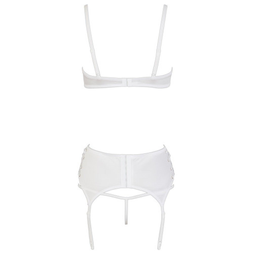 Delicate White Satin Bra with Sting and Suspender