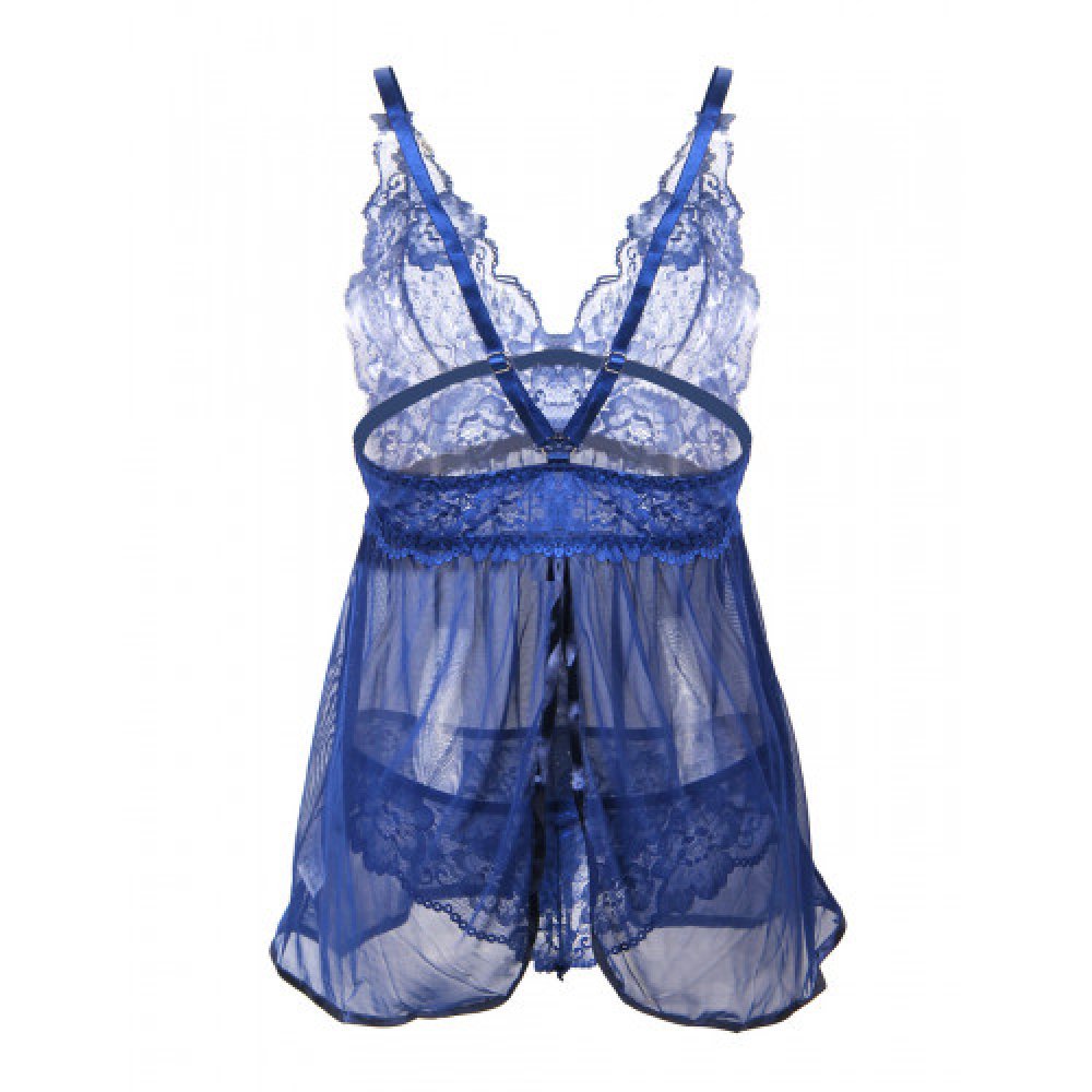 Blue Mesh Chemise with String