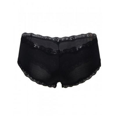 Comfortable Thong with Lace Hem Black