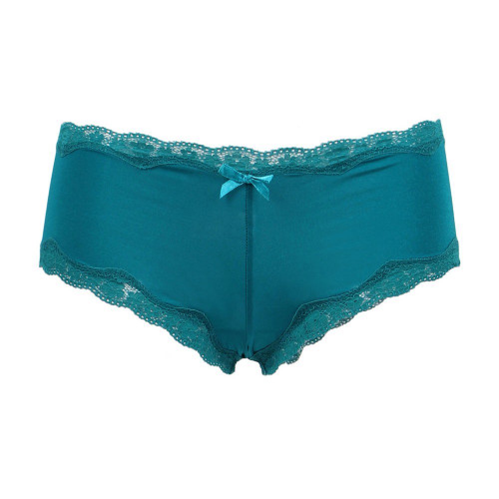 Deep Green Thong with Lace Hem