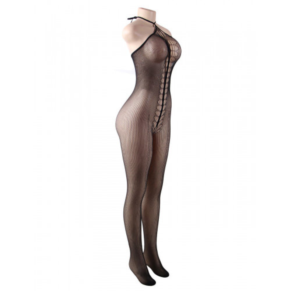 Fishnet Halter Bodystocking with Cut-outs