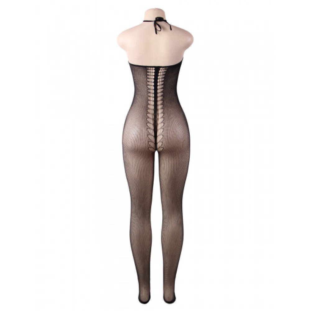 Fishnet Halter Bodystocking with Cut-outs