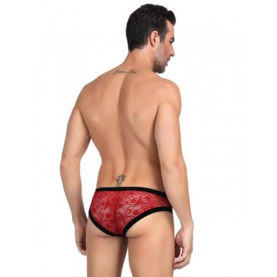 Floral Lace Briefs Red