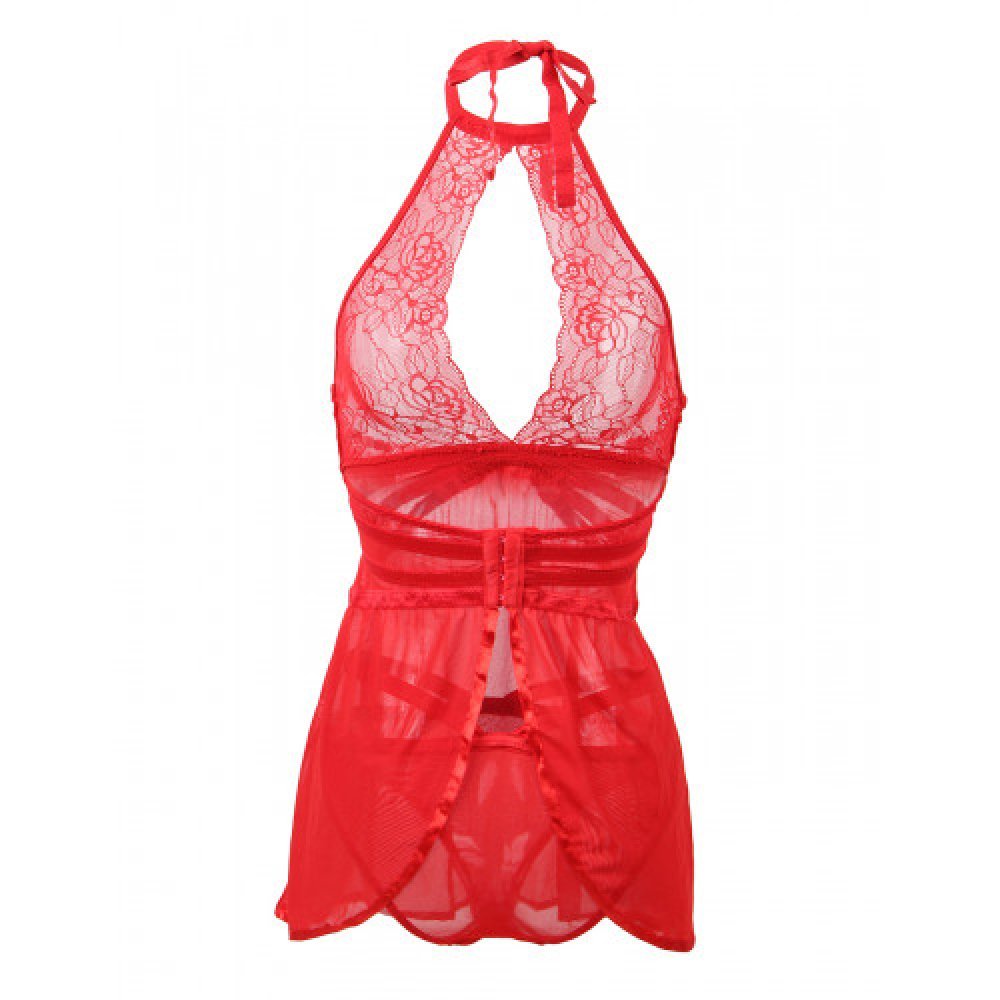 Hot Red Flyaway Chemise with Thong