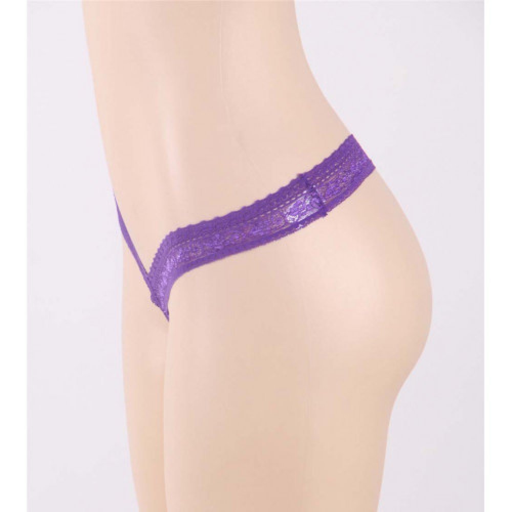 Low-Rise Lace String Purple