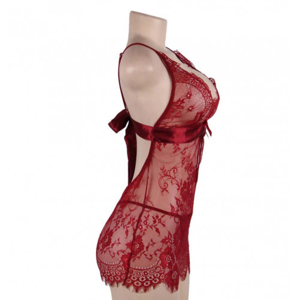 Please Me Red Babydoll with String