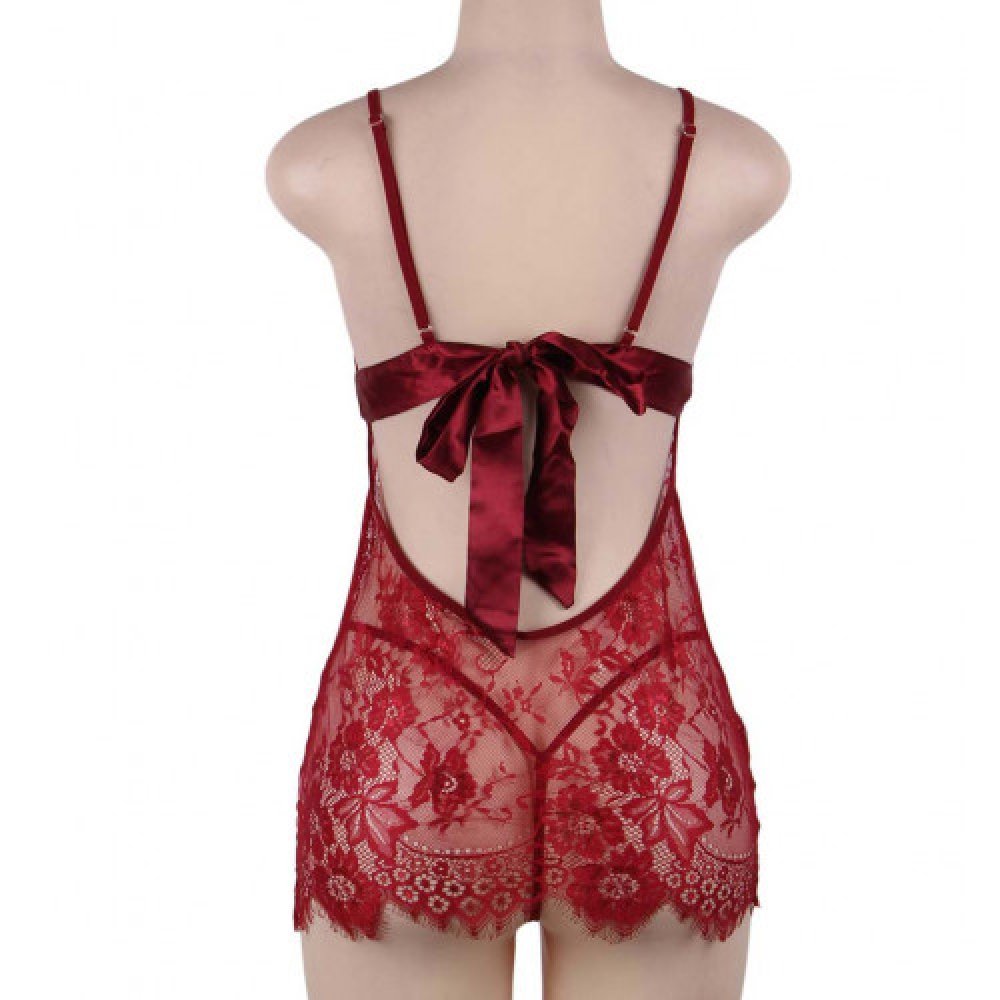 Please Me Red Babydoll with String