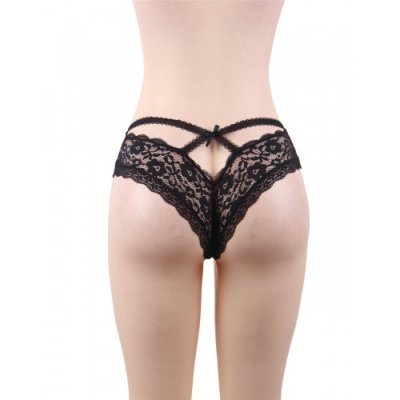 Plus Size Black Lace Knickers with Straps