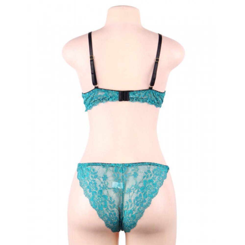 Turquoise Lace Strappy Bra set