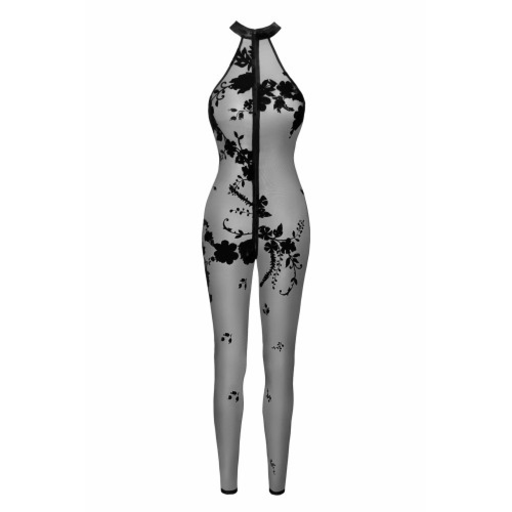Noir handmade Crocodile printed wetlook catsuit with lace up back