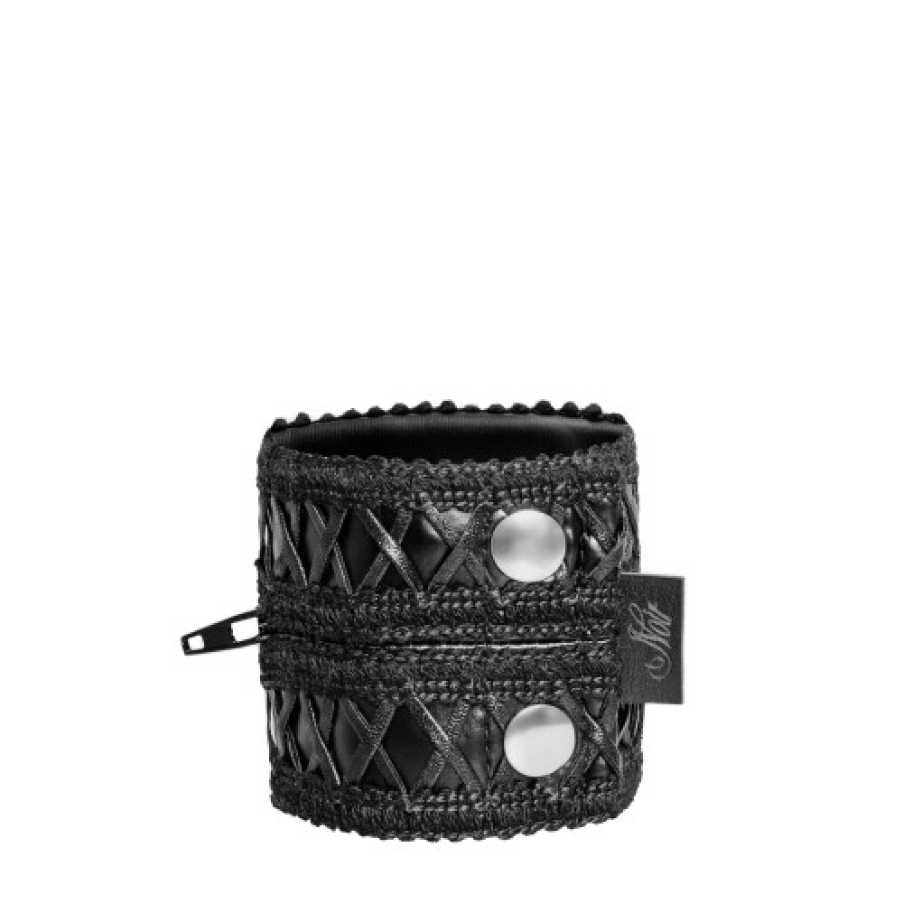 Noir handmade Wrist wallet with hidden zipper O/S