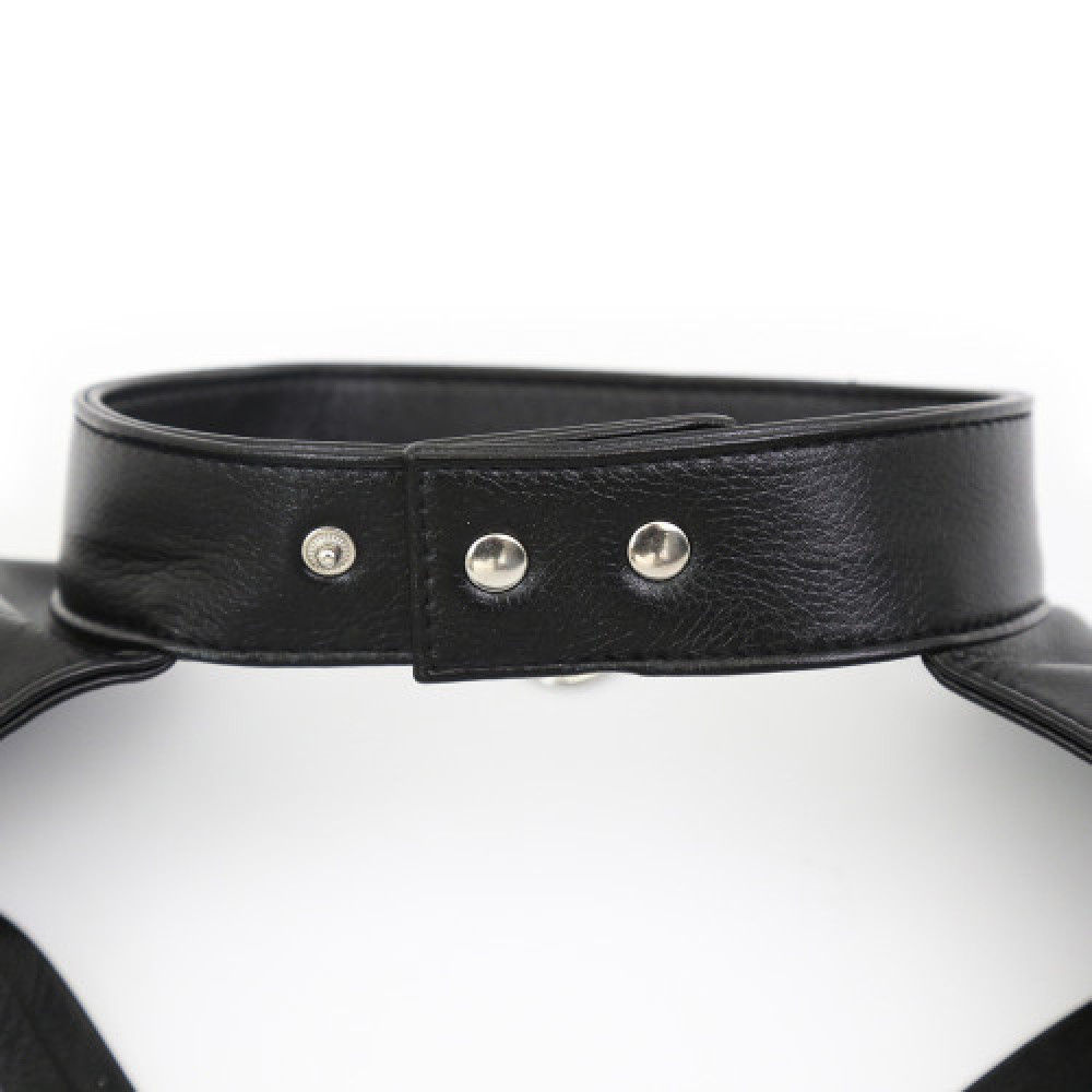 Leather chest harness with neck collar S-M SIZE