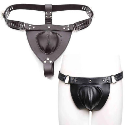 Male leather Chastity Pants with Padlocks