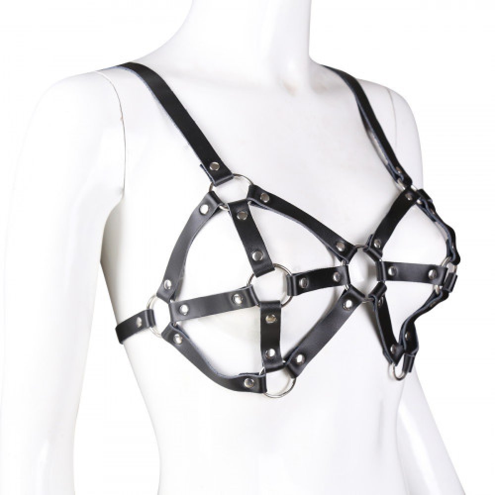 Naughty Toys Leather Strappy Bra