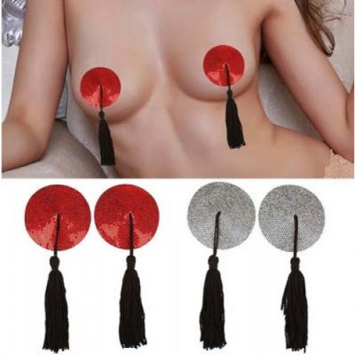 Naughty Toys Red Burlesque Round Nipple Pasties