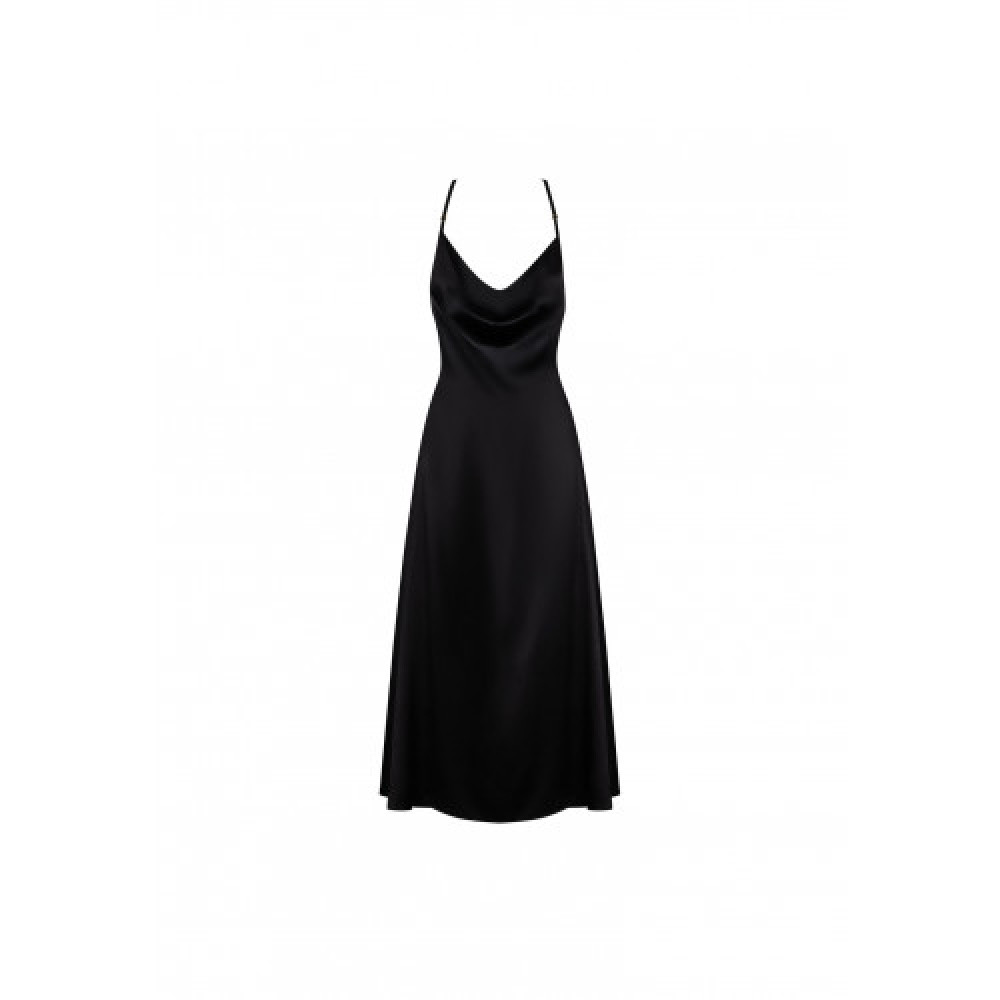 Μαύρο Σατέν Φόρεμα Obsessive Agataya
