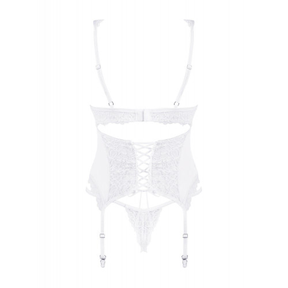 Obsessive Amor Blanco Delicate Lace Corset with Thong