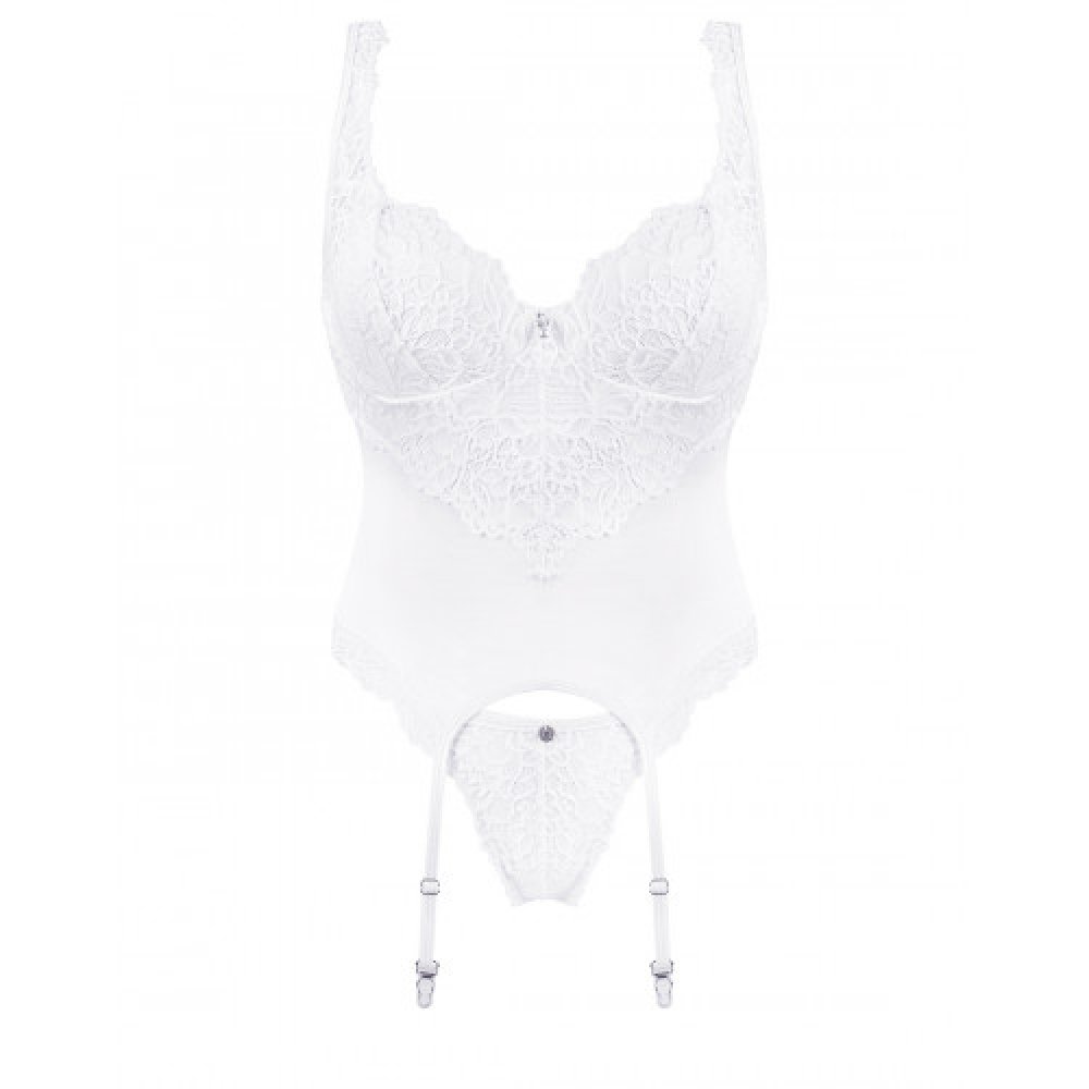 Obsessive Amor Blanco Delicate Lace Corset with Thong