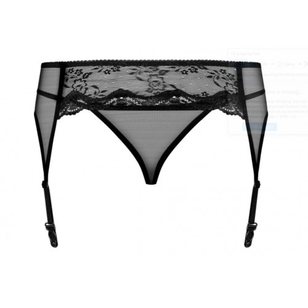 Obsessive Charms Garter Belt with Thong Black