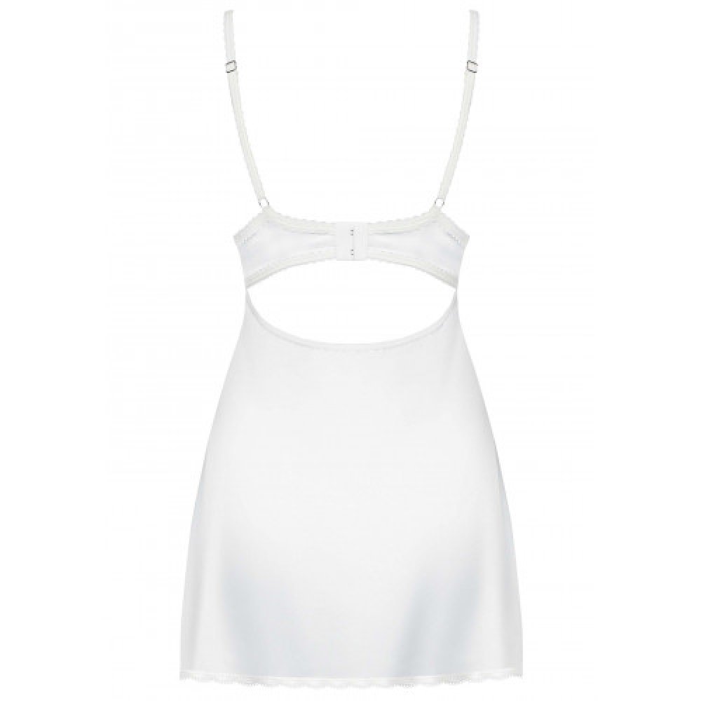 Obsessive Glossy White Chemise with Thong