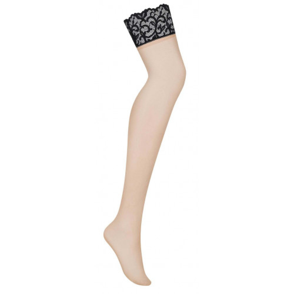 Obsessive Joylace Μπεζ κάλτσες με μαύρη Δαντέλα