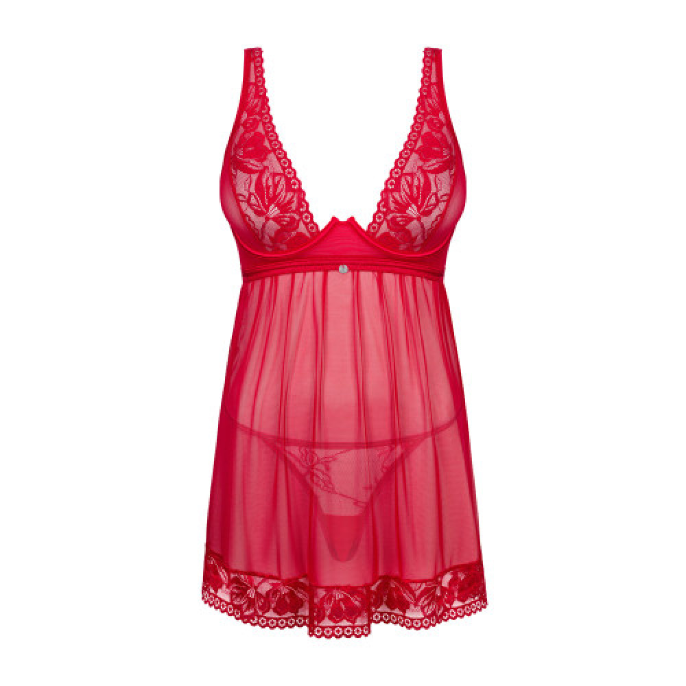 Obsessive Lacelove babydoll and thong Red