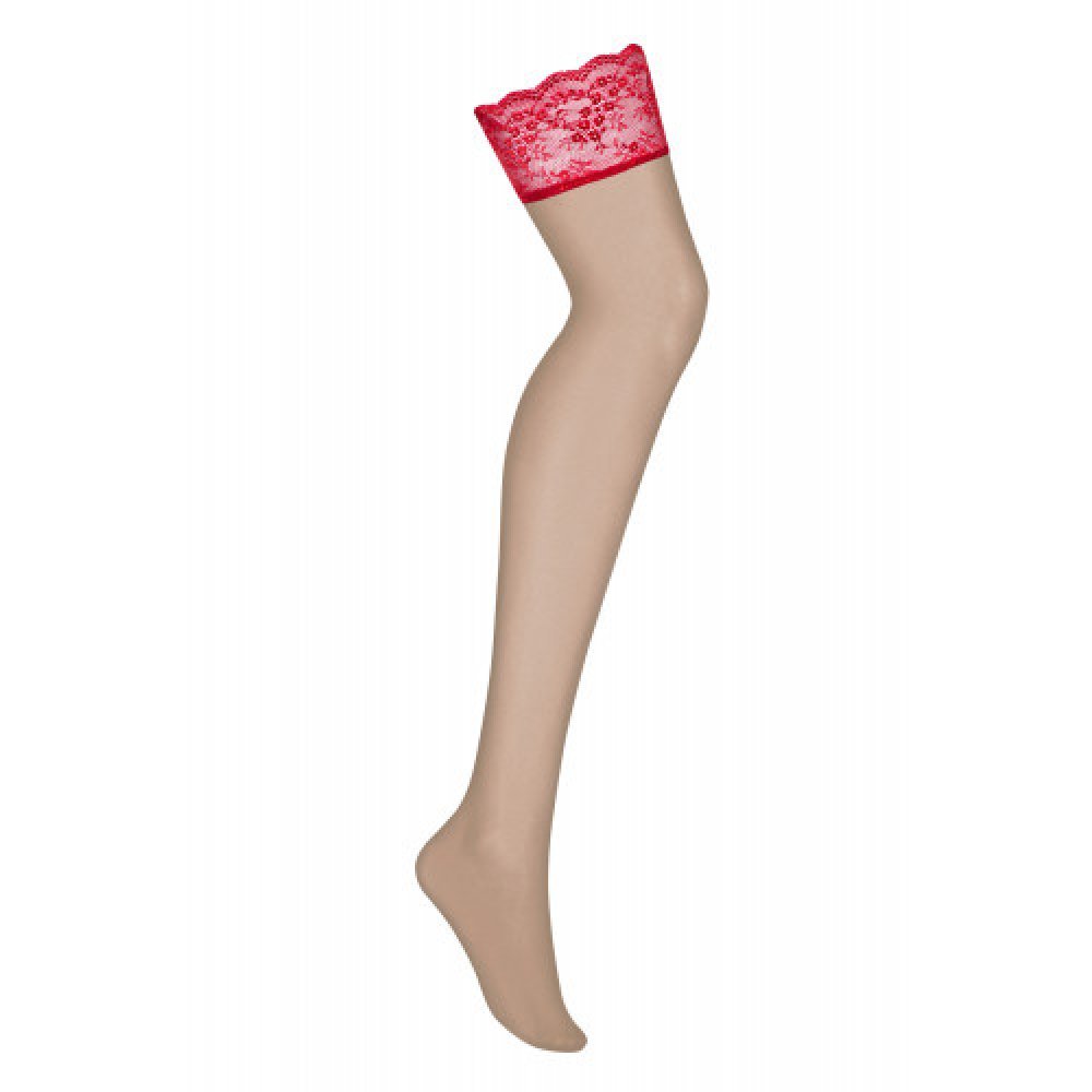 Obsessive Lovica Floral Lace Red Stockings