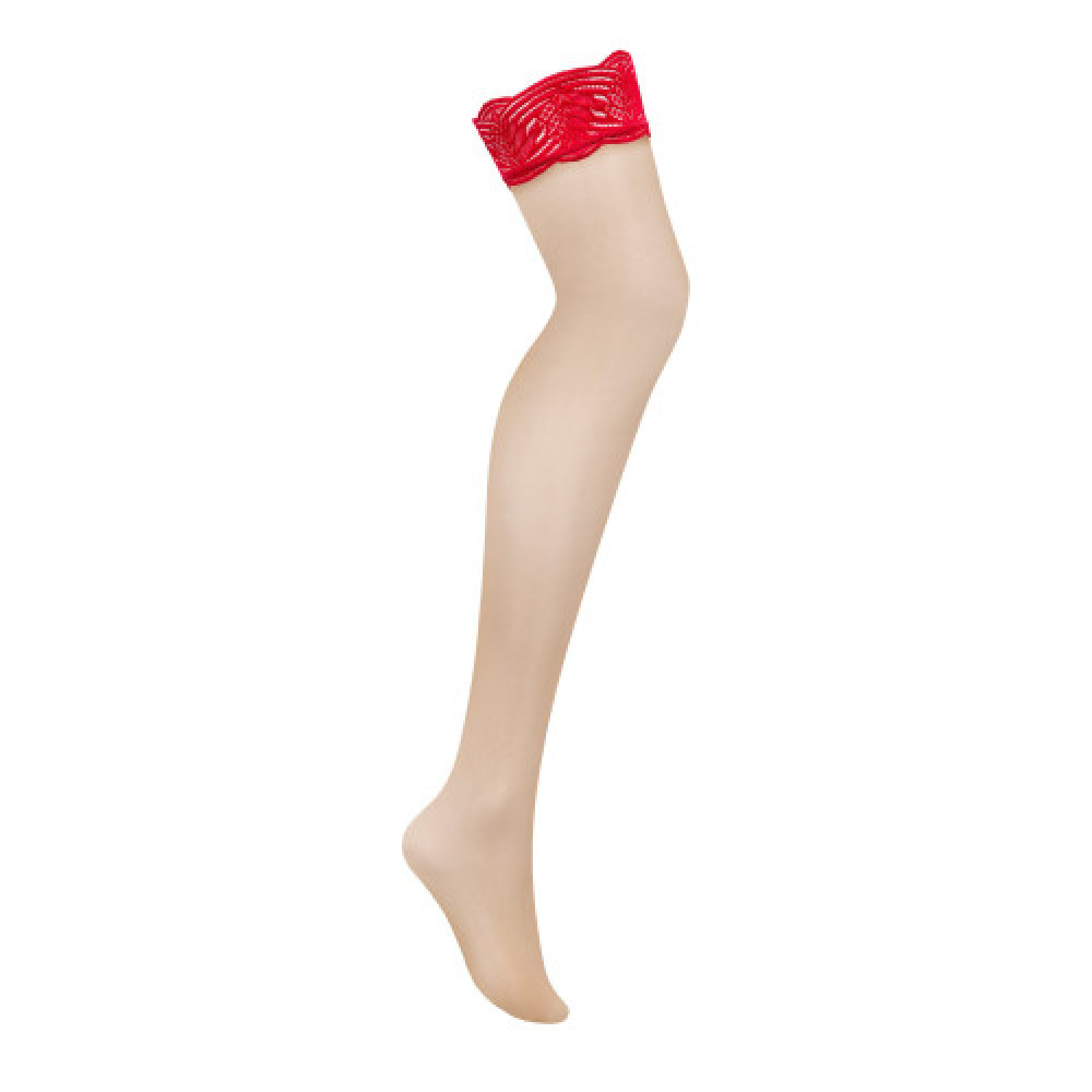 Obsessive Mellania Αυτοστηριζόμενες Κάλτσες με Κόκκινη Δαντέλα