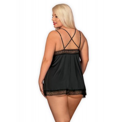 Obsessive Plus Size Lolitte Babydoll With Thong Black