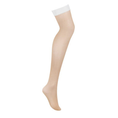 Obsessive S814 Μπεζ Κάλτσες με Άσπρη λεπτομέρεια