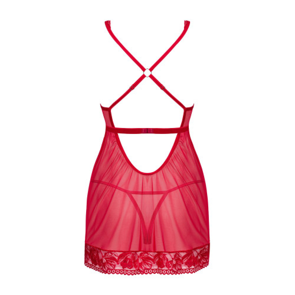 PLUS SIZE Obsessive Lacelove babydoll and thong Red