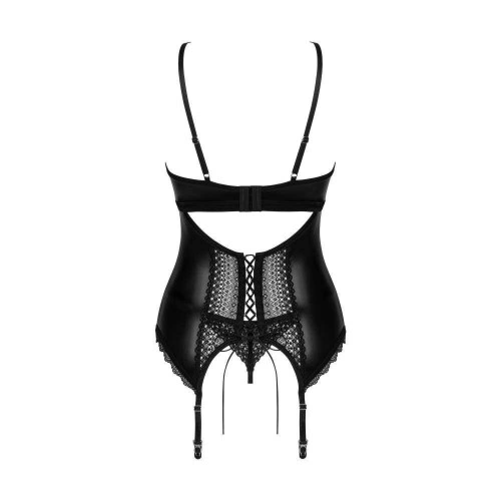 PLUS SIZE Obsessive Norides corset and thong Black