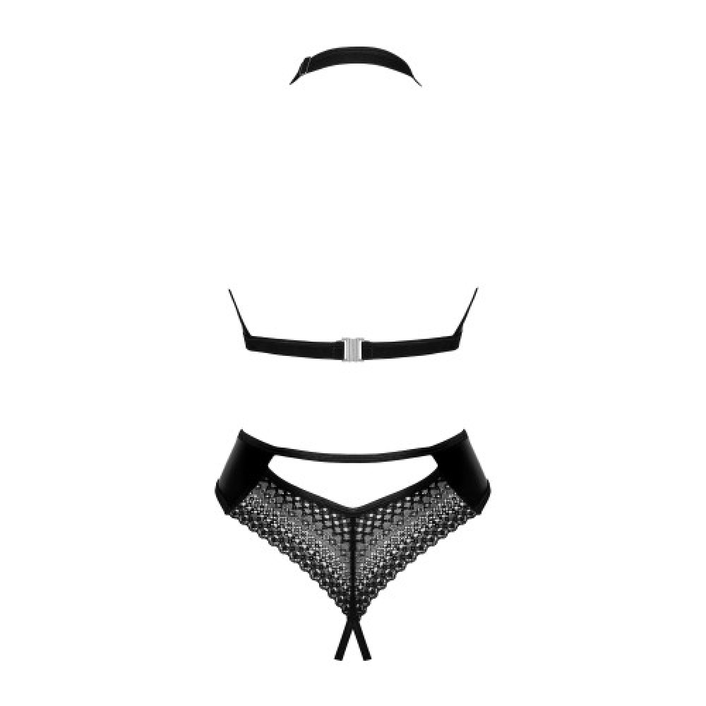 PLUS SIZE Obsessive Norides crotchless teddy Black
