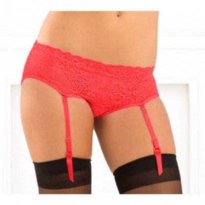 Red Crotchless Garter Panty