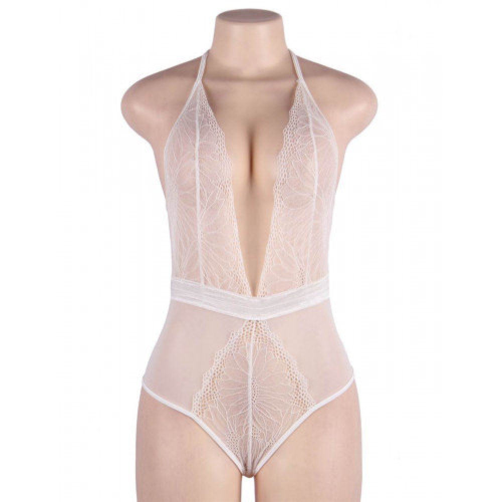 White Teddy Lingerie with Lace Front