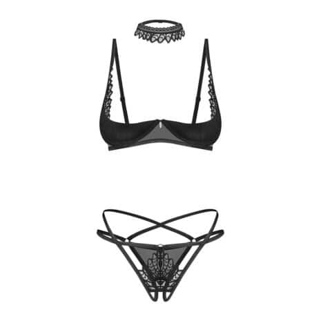 25675-Obsessive-Donarella-Half-Bra-Crotchless-Thong-and-Choker-BLACK-6756-sexshop-Cyprus