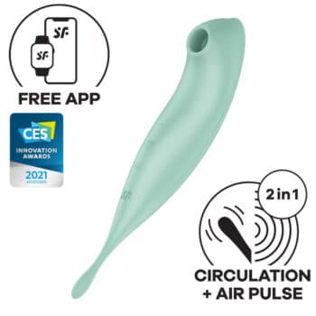 18223-Satisfyer-Twirling-Pro-plus-Hybrid-Air-Pulse-Vibrator-Mint-sexshop-Cyprus