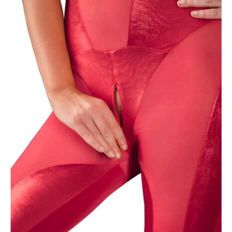 Cottelli-Red-Wetlook-Catsuit-with-Zip-Openings-48599