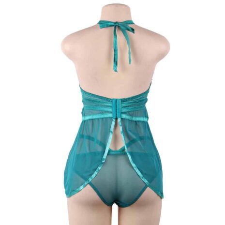 9125-plus-size-sensual-green-babydoll-with-thong-sexshop-Paphos