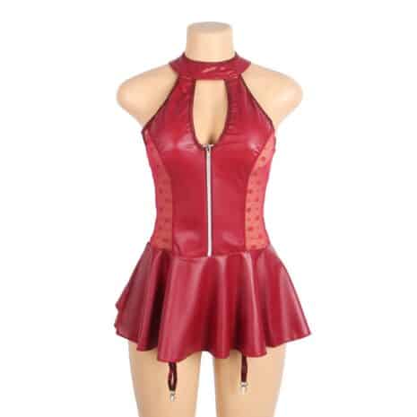 ΕΚ-R81347-2-RED-GARTER-MINI-DRESS-red-faux-leather-lace-garter-mini-dress-sex-shop-germasogia
