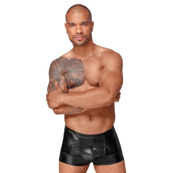 12201-Noir-Handmade-Powerwetlook-Short-with-PVC-pleats-sexshop-limassol