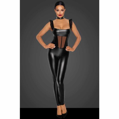 15191-Noir-Handmade-Powerwetlook-Overall-with-Tulle-sexshop-limassol