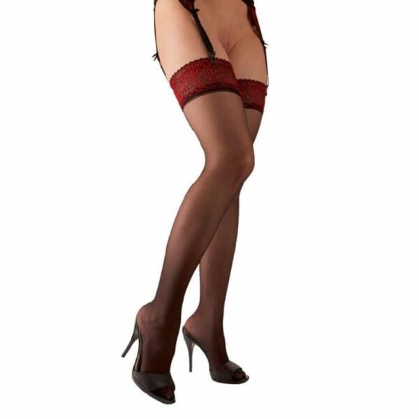951-Black-Stocking-With-Dark-Red-Lace-Top-sexshop-limassol