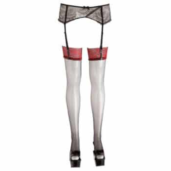 951-Black-Stocking-With-Dark-Red-Lace-Top-sexshop-nicosia